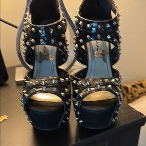 Studded Black Platform Heels